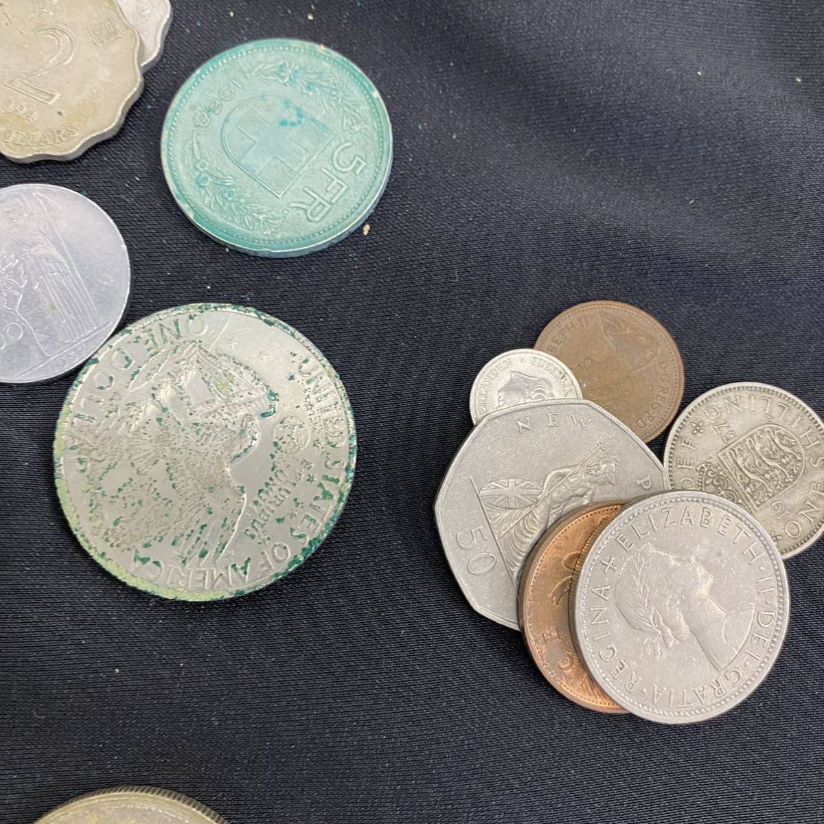 668 外国銭 古銭 硬貨 コイン アメリカ 韓国 中国 パキスタン シンガポール レバノン イラン アフガニスタン 他… 重量 1426g_画像3