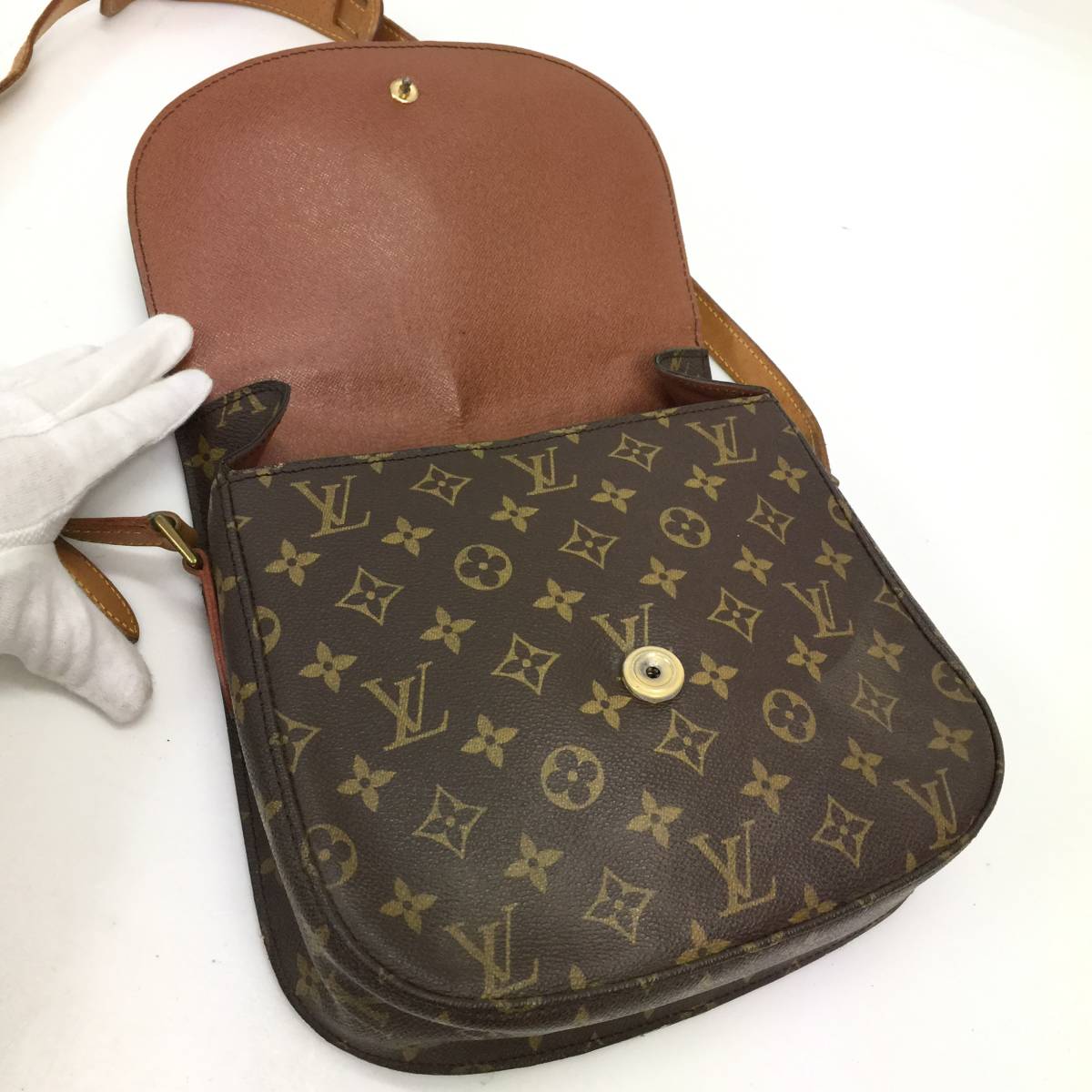 296 LOUIS VUITTON ルイヴィトン サンクルー M51242 ショルダーバッグ モノグラム LV レザー バッグ 鞄 肩掛け 斜め掛け レディース 皮革_画像7