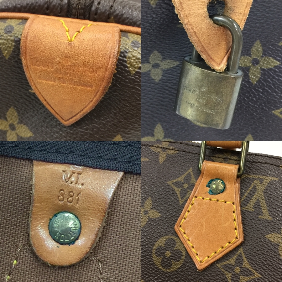 283 LOUIS VUITTON ルイヴィトン スピーディ40 M41522 ボストンバッグ モノグラムキャンバス 旅行鞄 バッグ ストラップ付 鍵付き ブラウン_画像6