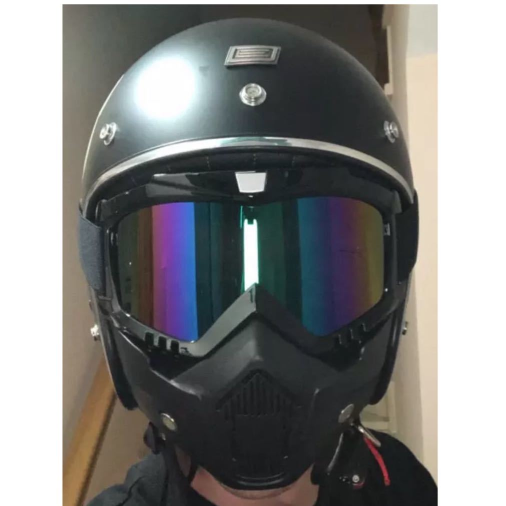  full-face goggle mask blue mirror lens snowboard bike ski airsoft etc. all-purpose type *