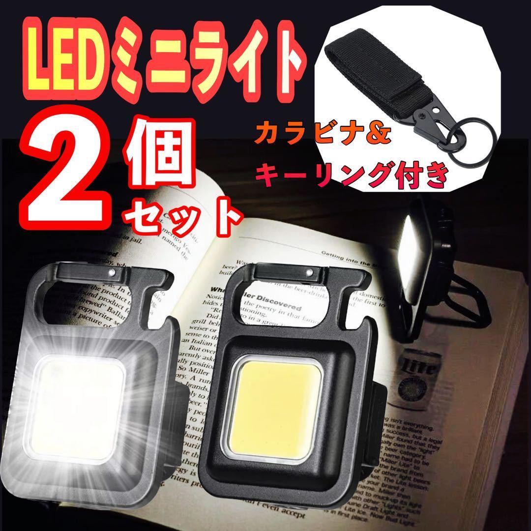 LED 投光器 ミニライト 小型 作業灯 2個セット 照明 懐中電灯 防水 万能カラビナキーホルダーセット 災害対策_画像1