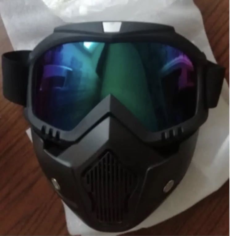  full-face goggle mask blue mirror lens snowboard bike ski airsoft etc. all-purpose type *