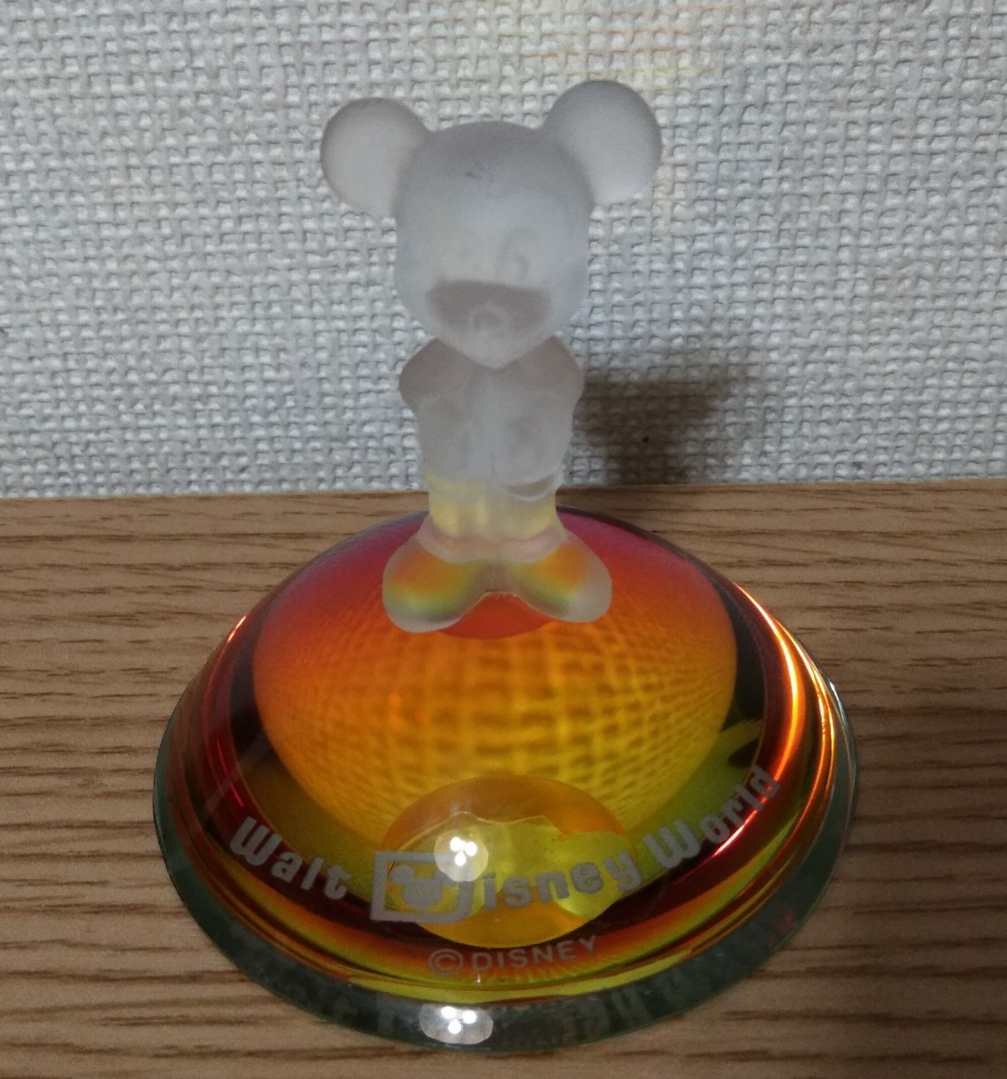 WDW　ミッキーマウス　ペーパーウェイト　ガラス　フィギュア　当時物_画像2