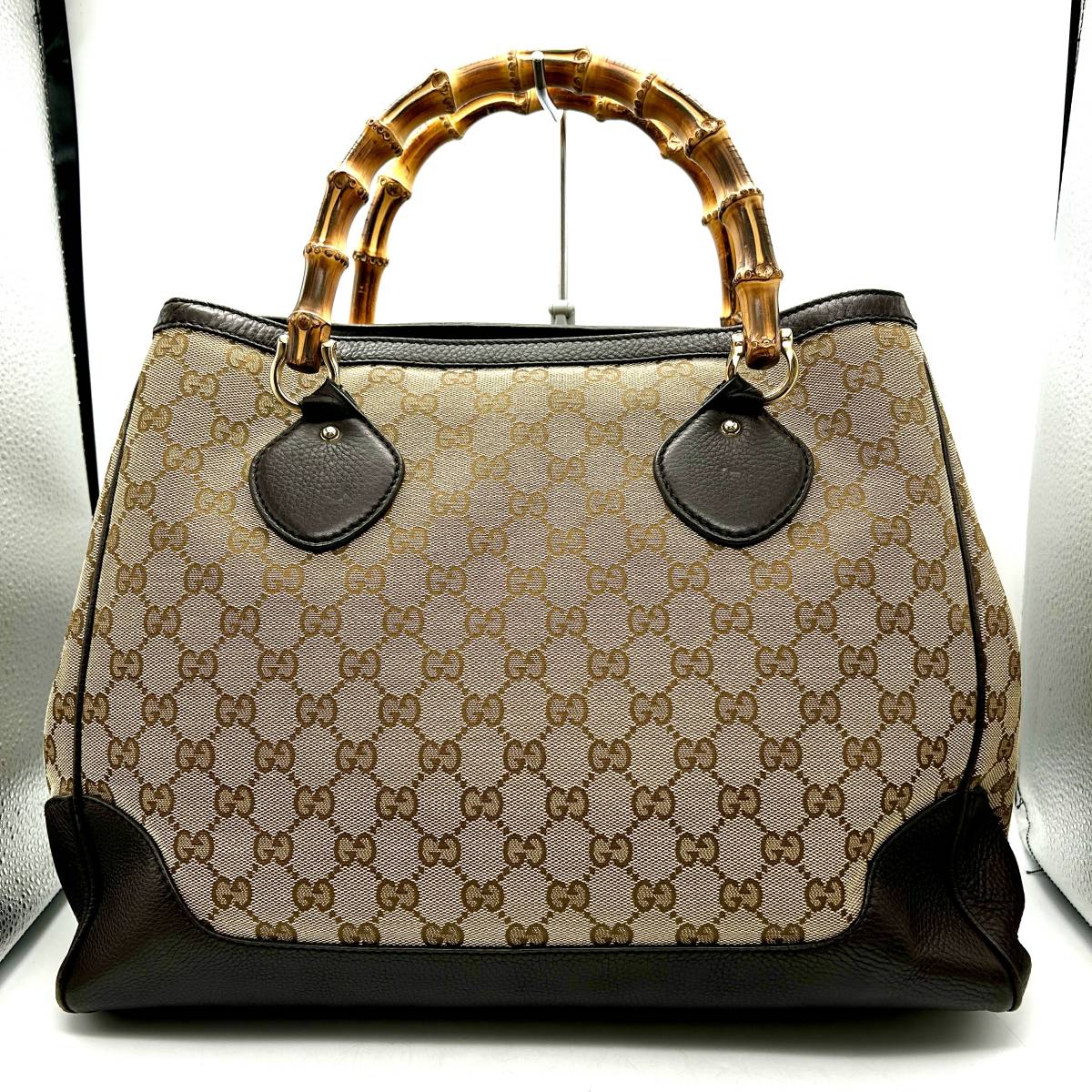 TY0839■GUCCI グッチ バンブー GG柄 GGキャンバス Bag バッグ 鞄 トートバッグ ハンドバッグ レザー ブランド ※保存袋つき _画像3