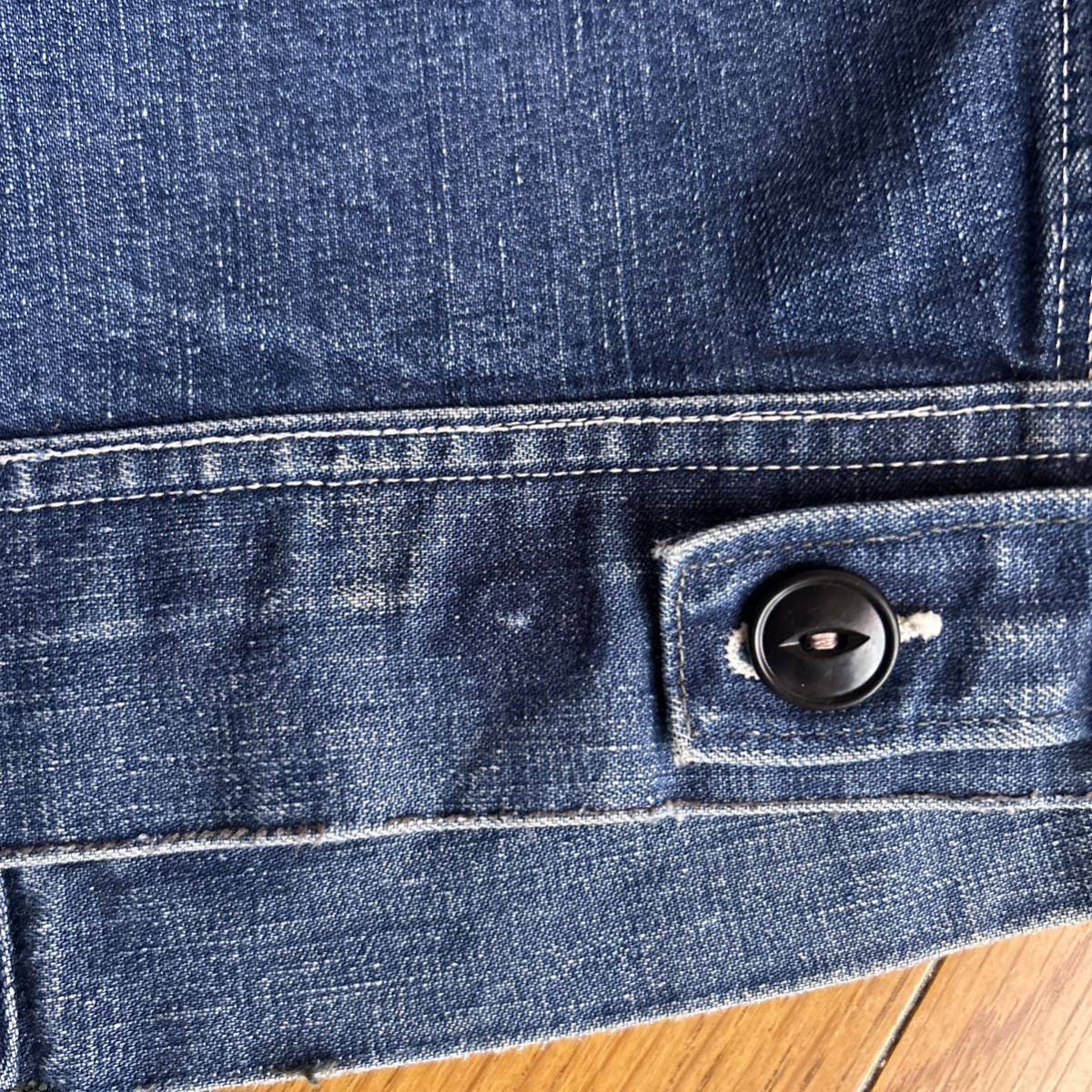 50's LEE JELT DENIM 91-B 36 インディゴ デニムジャケット ビンテージ ワークジャケット レアサイズ 最終値下げ_ボタン一つ欠損