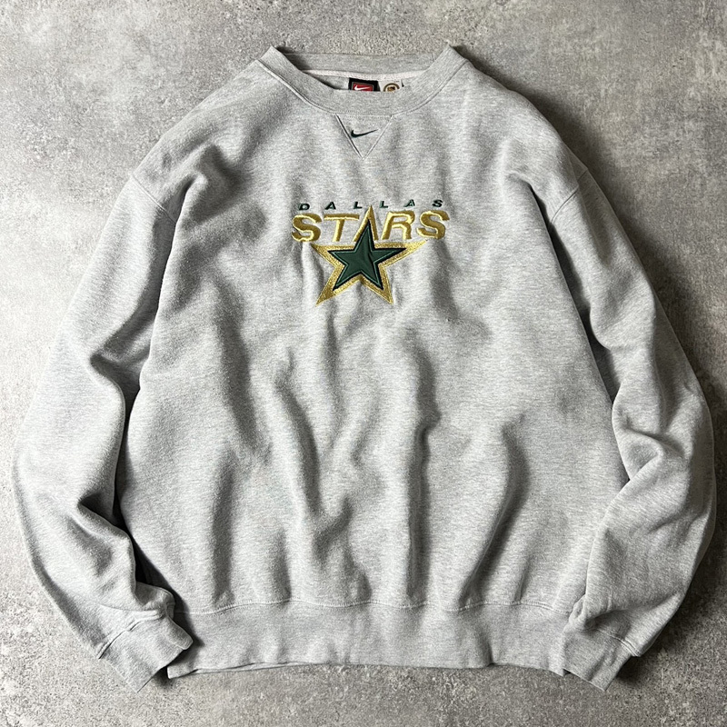 00s NIKE TEAM センター スウォッシュ NHL ダラス スターズ 前V スウェット トレーナー L / 00年代 ナイキ スウッシュ