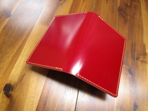 限定 カードケース レーデルオガワ コードバン 赤 手縫い 薄 エイジング キャッシュレス ナチュラル ハンドメイド レッド