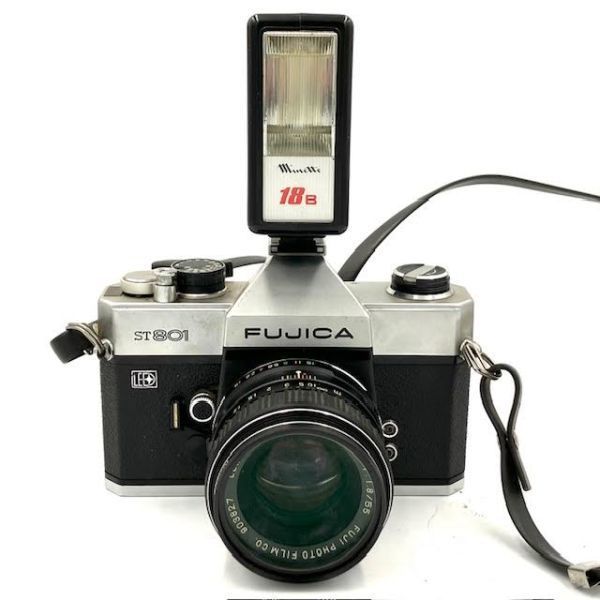 仙6　FUJICA ST801 一眼レフフィルムカメラ フジカ 富士フィルム ボディ / EBC FUJINON 1:1.8 f=55mm カメラ / Minette 18B ストロボ_画像1