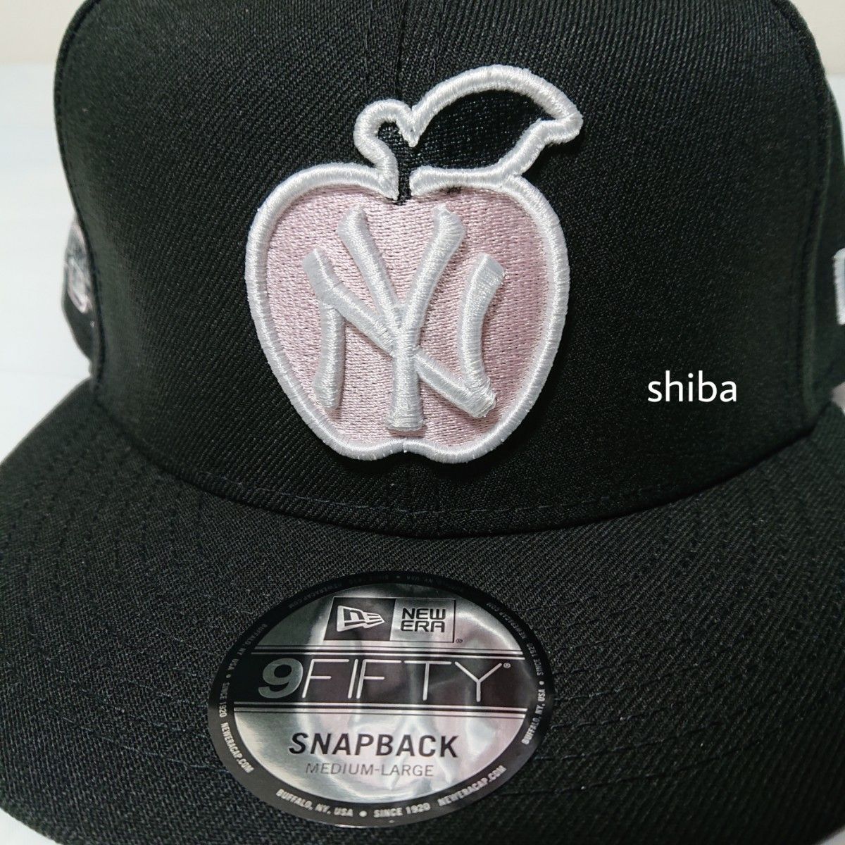 NEW ERA ニューエラ 正規品 アップル キャップ 帽子 9FIFTY 950 NY ヤンキース 黒 ブラック ピンク M/L