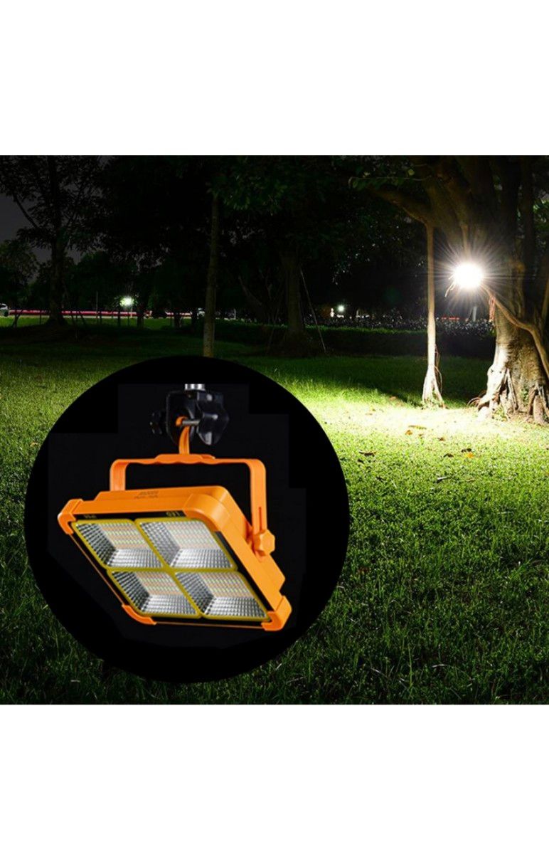 LED投光器　ソーラーパネル充電　多機能作業灯 超薄型 100W