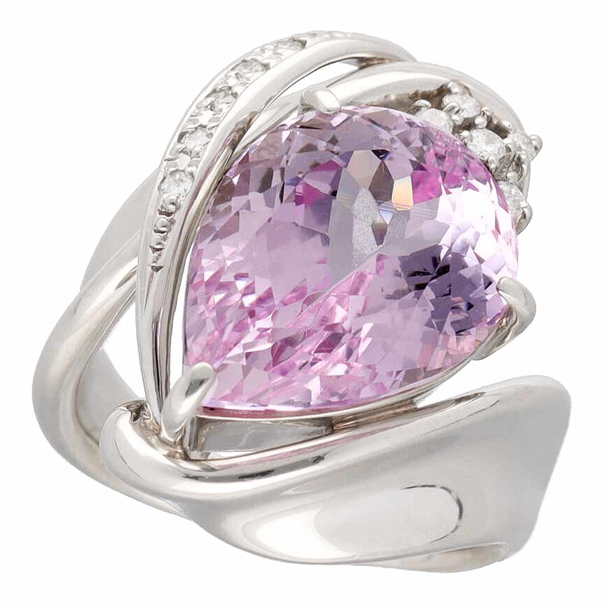 見事な創造力 ピンクトパーズ(10.71ct) インペリアル ダイヤモンド(0.13ct) 鑑別書 プラチナ Pt900 #52 日本サイズ約12号 リング トパーズ