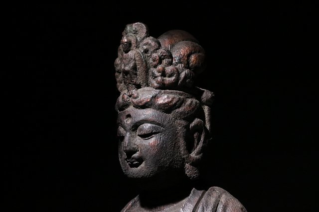 博物館展示品　来歴有　1498　清時代　沈香観音像　高さ約35cm　(検)香木 仏像 観音坐像 唐物 中国美術_画像5