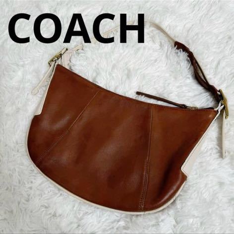 【1円〜】本革COACH ハーフムーン　ショルダーバッグ_画像1