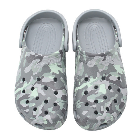 22cm クロックス crocs クラシック プリンテッド カモ クロッグ ライトグレー Printed Camo Clog Gry Light Grey / Neo Mint M4W6 新品_画像2