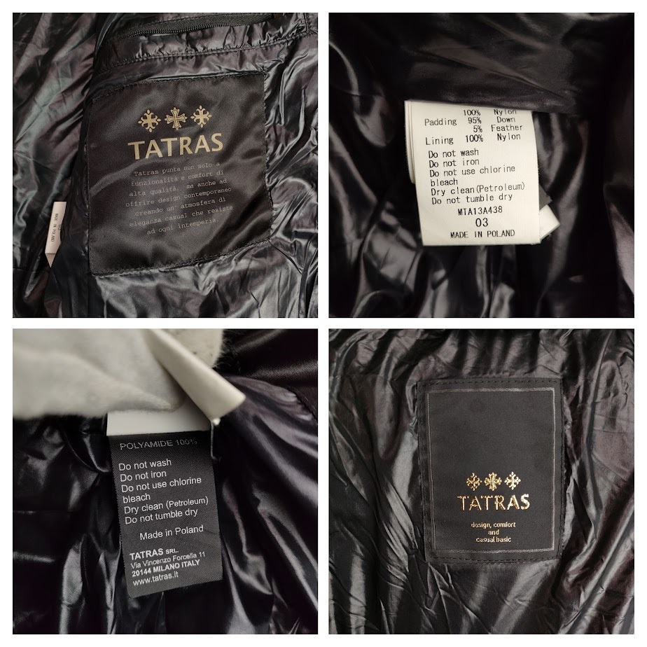 タトラス TATRAS BELBO ベルボ キルティングダウン ジャケット ロゴ刺繍 スタンドカラー 3/M-L位 ブラック 黒 フード 付_画像10