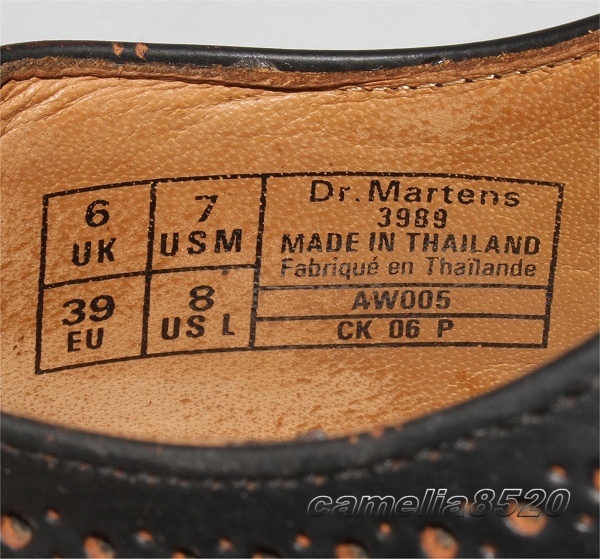 Dr. Martens Dr. Martens 3989 Wing chip blow g чёрный чёрная кожа натуральная кожа US7 UK6 EU39 примерно 25cm б/у прекрасный товар WINGTIP BROGUE