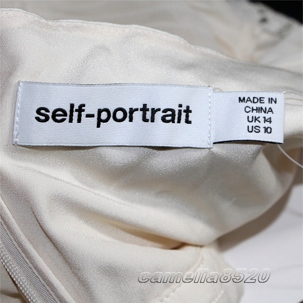 セルフポートレイト Self-Portrait ワンピース マキシ丈 シフォン アイボリー ベージュ US10 UK14 サイズ XL 未使用品 CHIFFON MAXI DRESS_画像4