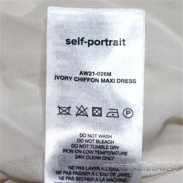 セルフポートレイト Self-Portrait ワンピース マキシ丈 シフォン アイボリー ベージュ US10 UK14 サイズ XL 未使用品 CHIFFON MAXI DRESS_画像5