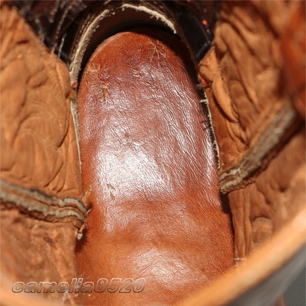 Texas Boot Co western boots tea color Brown leather original leather 8.5 D size approximately 26~26.5cmteki suspension America made used beautiful goods 