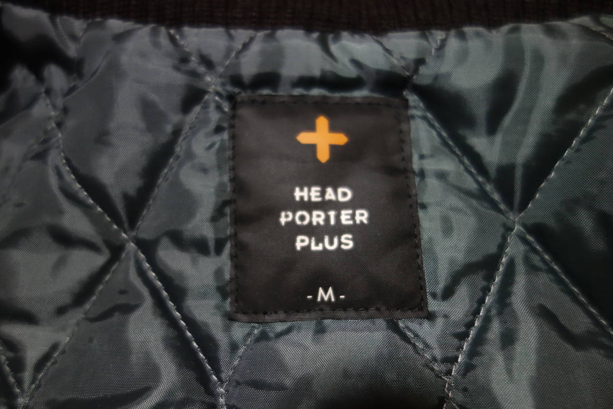 美品 HEAD PORTER PLUS メルトン パンチングレザー スタジャン 黒 M / ヘッドポータープラス グッドイナフ 藤原ヒロシさん着用 ジャケット_画像3