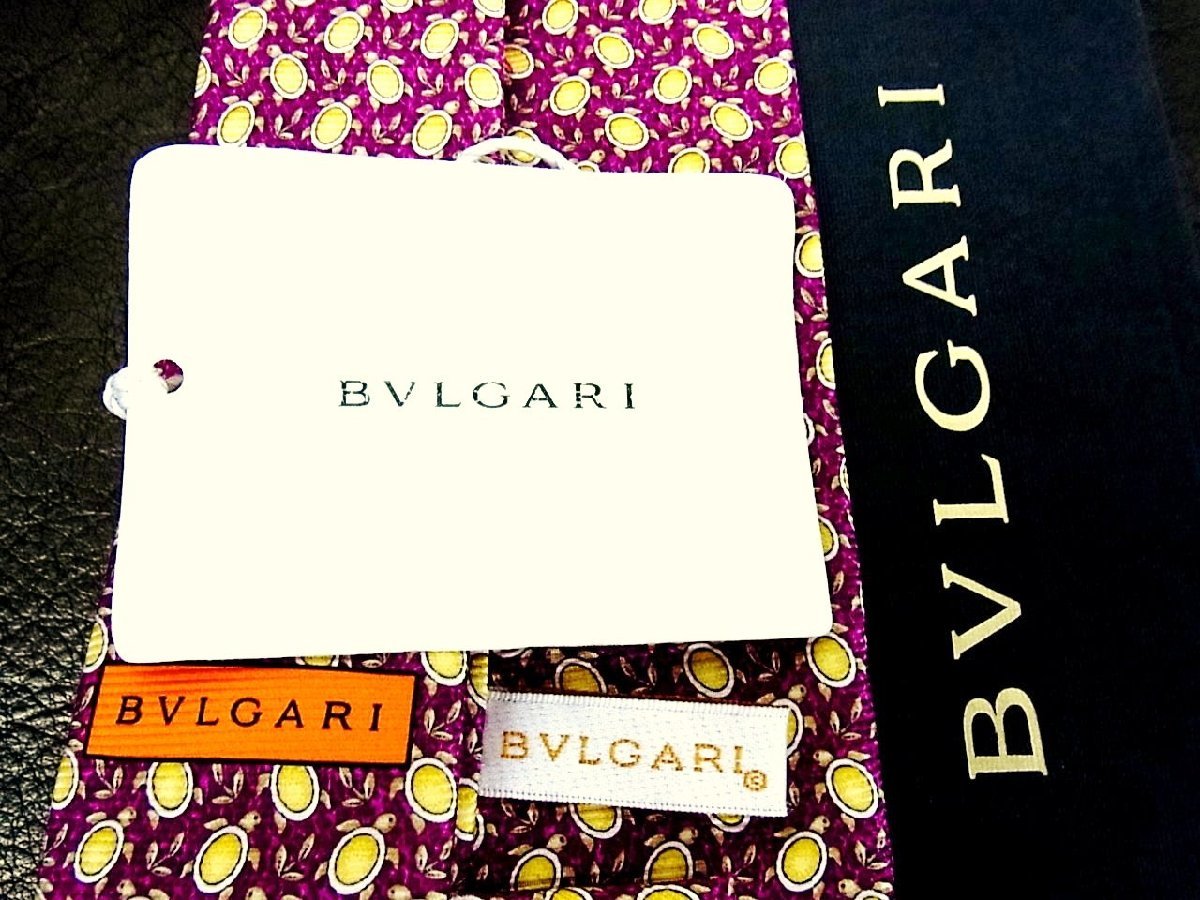 ♪vr0698♪良品♪【BVLGARI】ブルガリ【亀 カメ 蕾 植物 柄】「最高級セッテピエゲ」ネクタイ_画像3