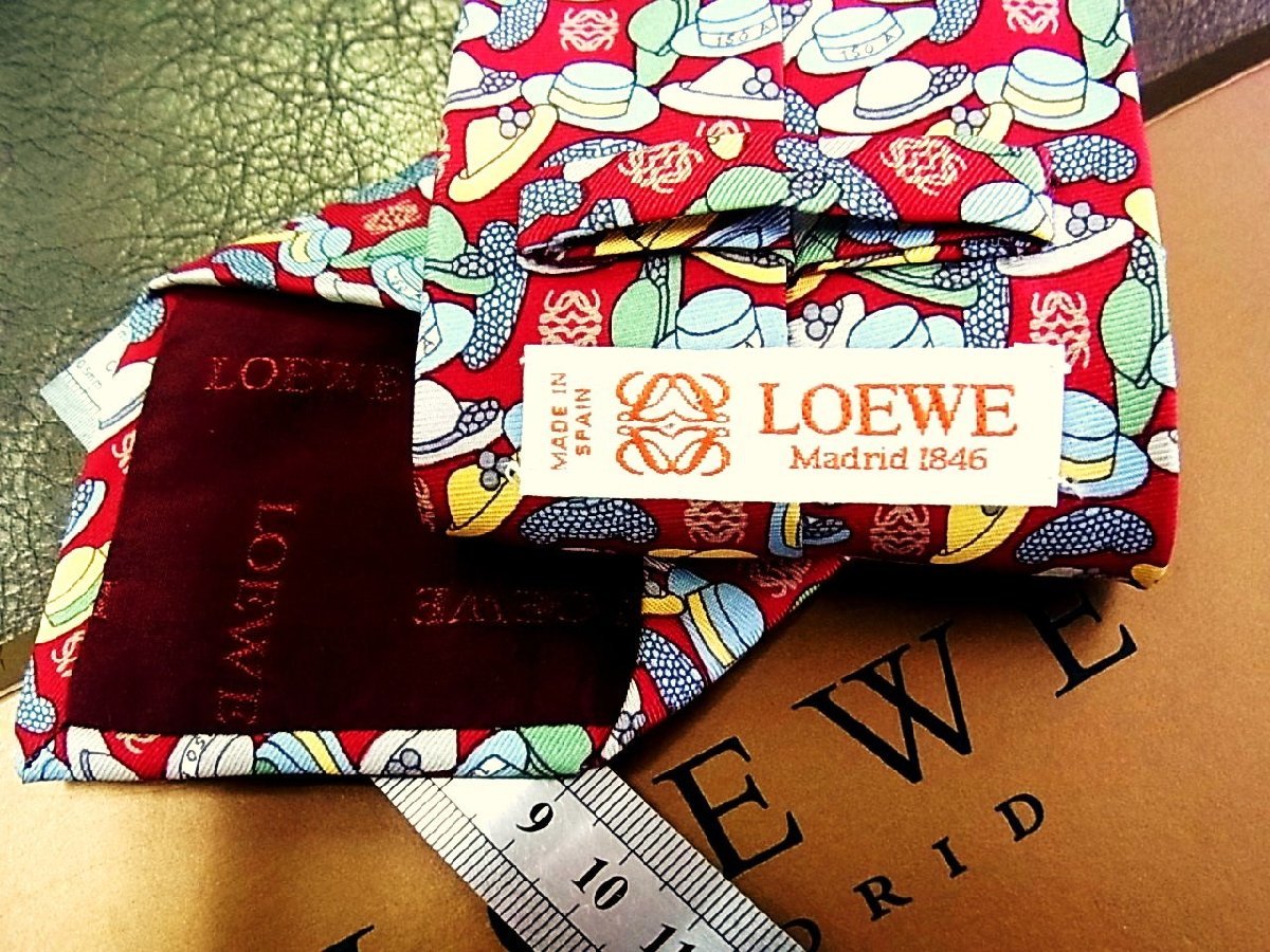 ♪vr0905♪良品♪【LOEWE】ロエベ【帽子 総ロゴ 柄】ネクタイ_画像2