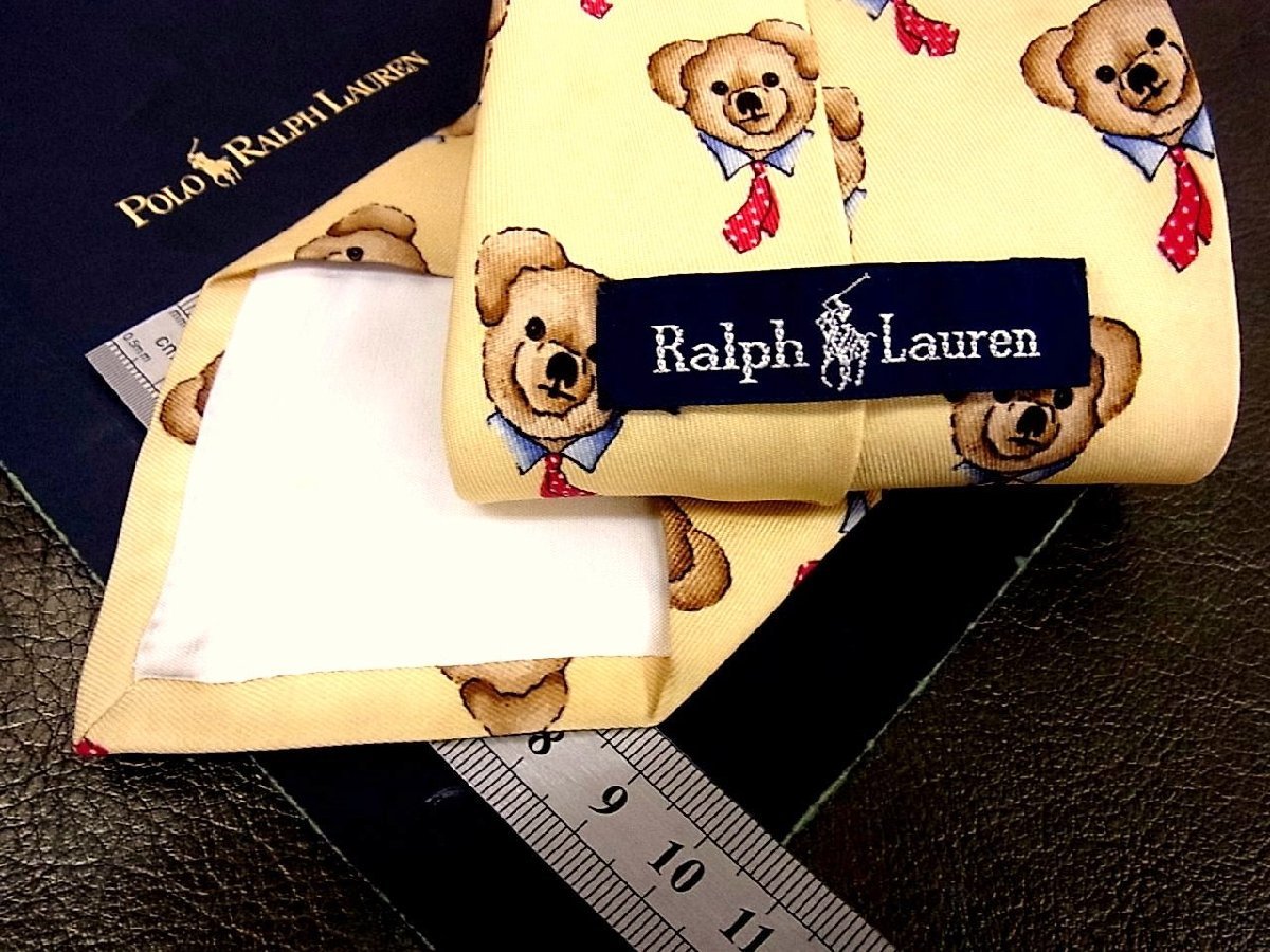 ♪vr0706♪良品♪【RALPH LAUREN】ラルフローレン【くま テディベア 柄】ネクタイ_画像2