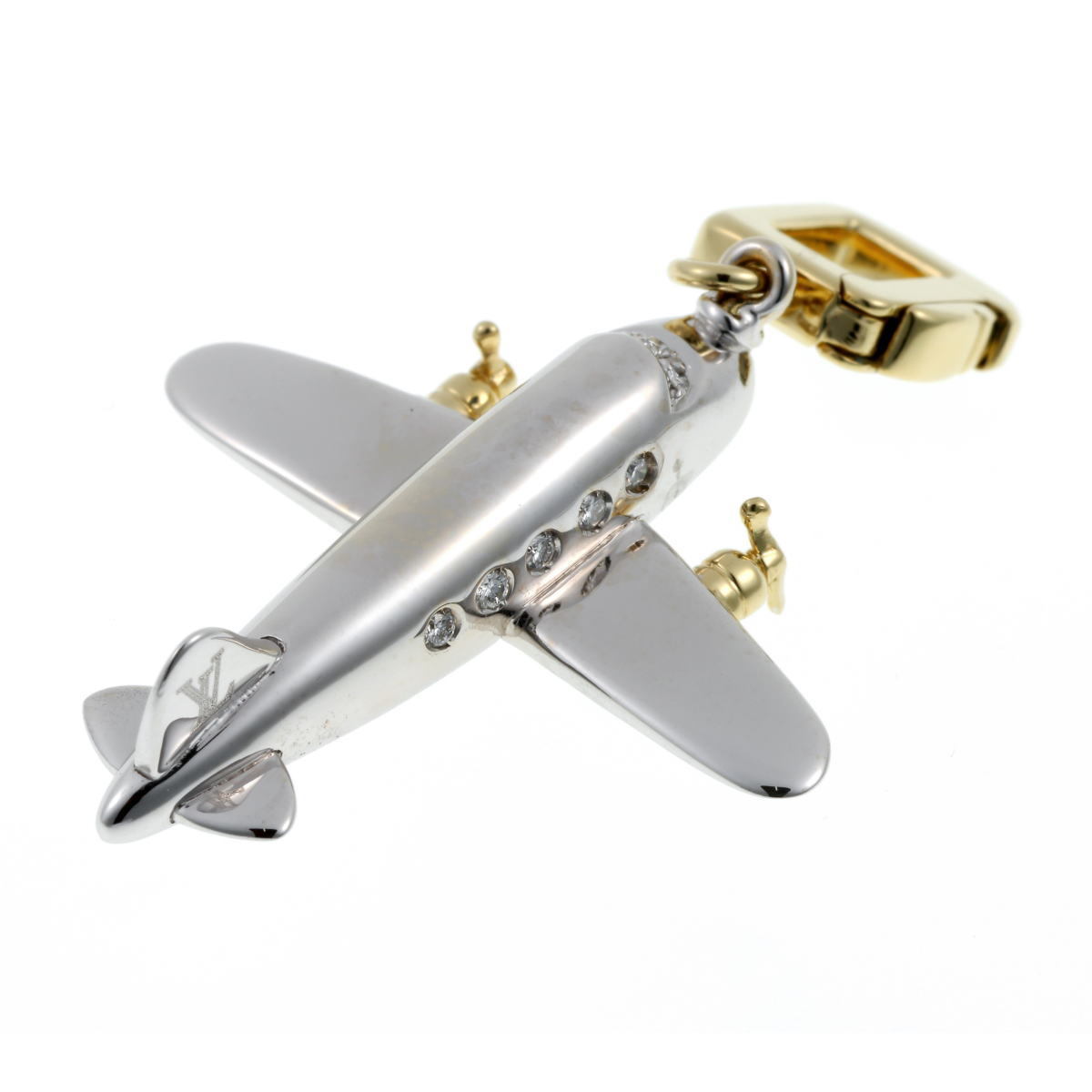 Louis Vuitton Louis Vuitton airplane plain motif pendant charm - white gold 750WG/YG 2310225