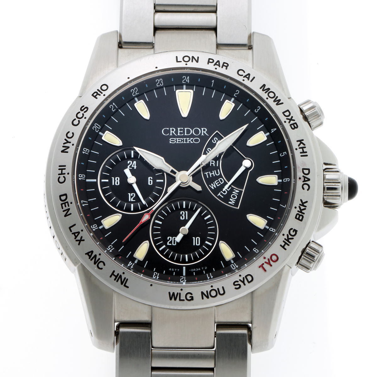 SEIKO セイコー クレドール フェニックス ワールドタイム オートマチック 熊川哲也モデル GCBG987 / 4S77-0A40 SS メンズ 時計 2310184_画像1