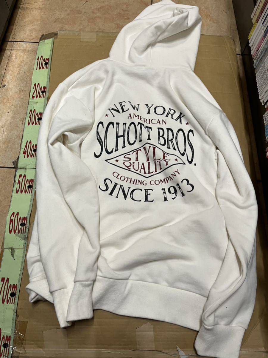 Schott/ショット HOODED SWEAT FIRE BUTTERFLY プルパーカー スウェット 　白　NYC_画像1