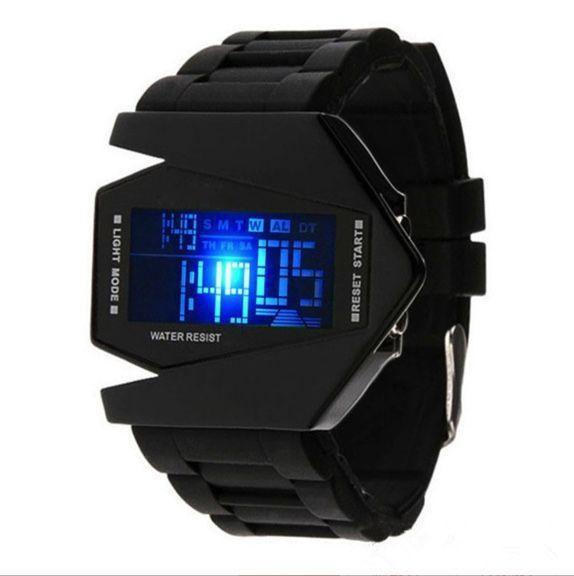 T294 腕時計 スクエア 多機能 デジタル 5色ライト 防水 黒_画像4