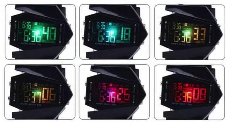 T294 腕時計 スクエア 多機能 デジタル 5色ライト 防水 黒_画像6