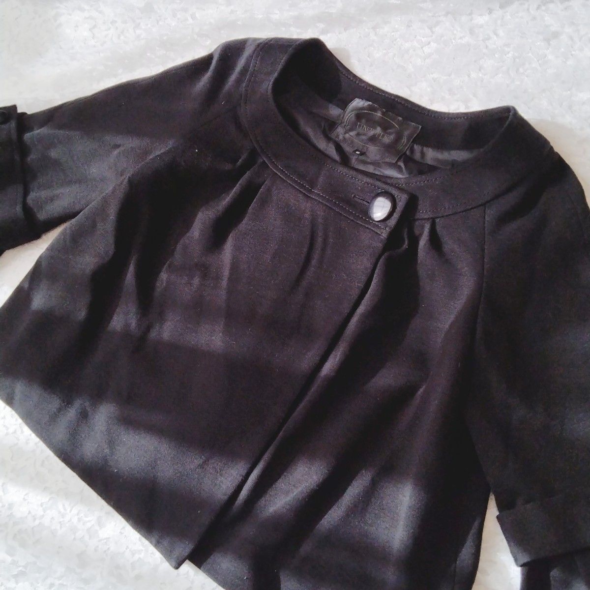 アンタイトル　美品　ブラック　ボレロ　カーディガン　ノーカラージャケット　七分袖　サイズ２　日本製