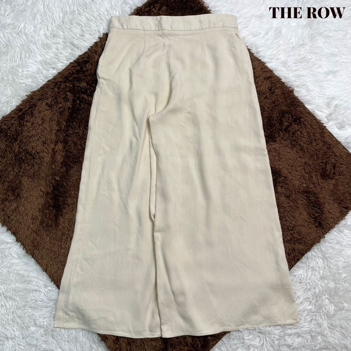 【美品】THE ROW ザ ロウ アンクル ワイド パンツ 4 アイボリー クリーム 上品 高級