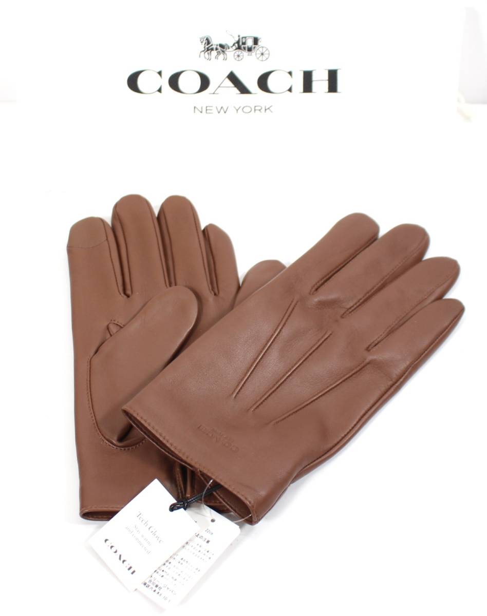 Y5990#◆未使用品◆COACH コーチ レザ－ 手袋 ブラウン