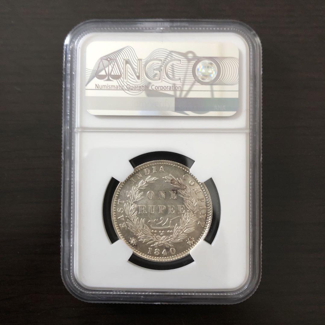 MS62 1840 ヴィクトリア女王 英領インド 1ルピー 銀貨 コイン NGC_画像2