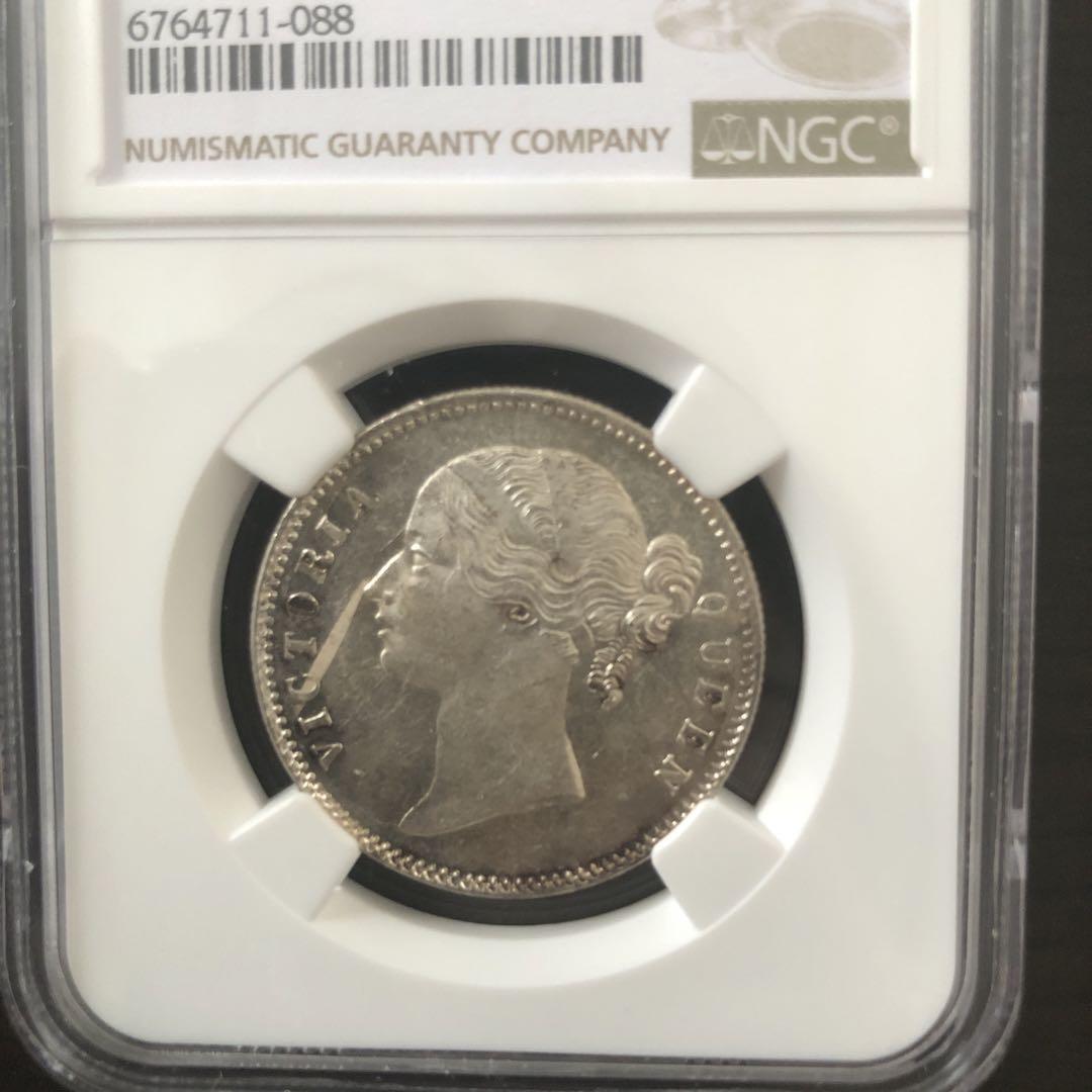 MS62 1840 ヴィクトリア女王 英領インド 1ルピー 銀貨 コイン NGC_画像3