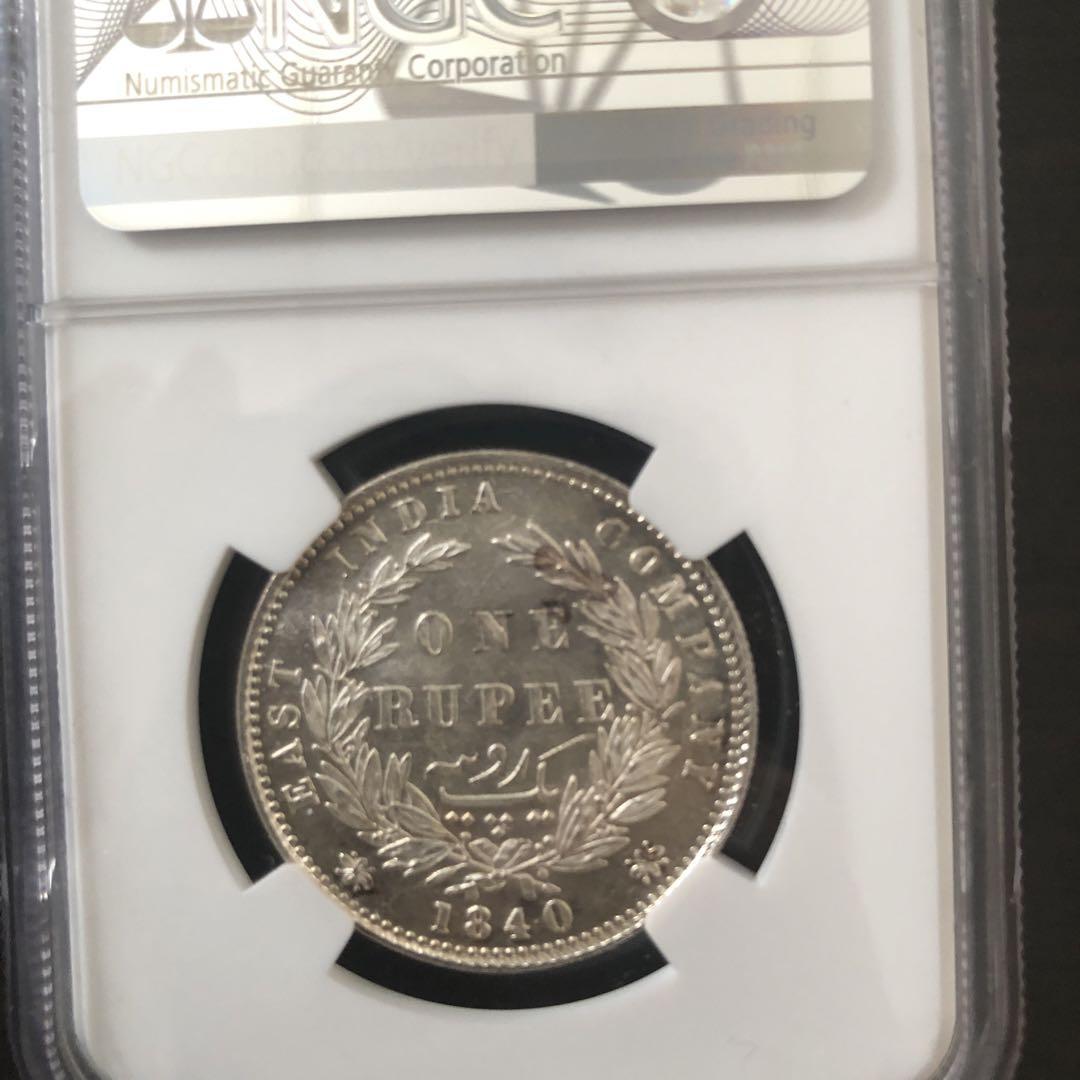 MS62 1840 ヴィクトリア女王 英領インド 1ルピー 銀貨 コイン NGC_画像4