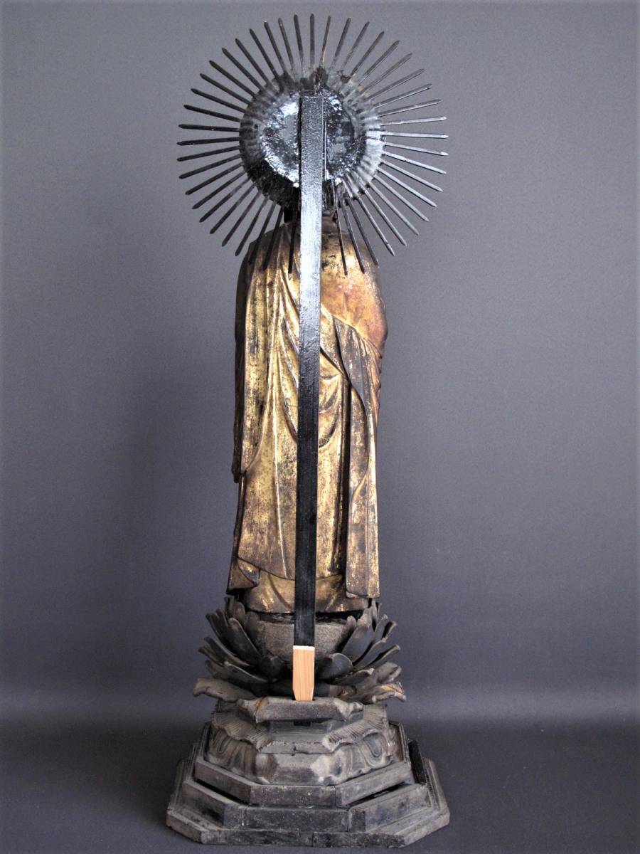 趣】時代優品 玉眼『木造阿弥陀如来立像』総高62㎝ /仏教美術 趣】時代優品 玉眼『木造阿弥陀如来立像』総高62㎝ /仏教美術