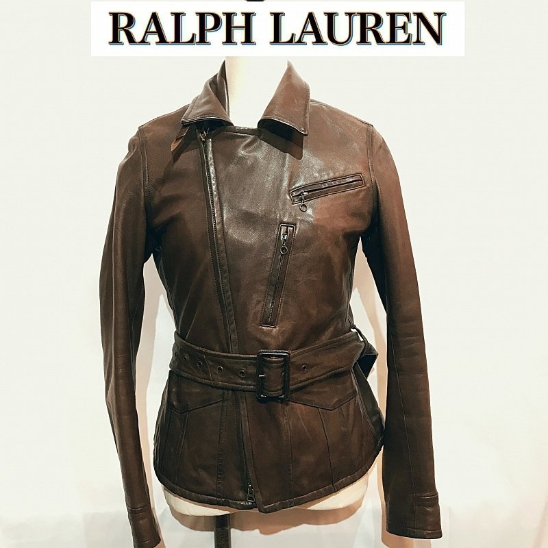 ＲＡＬＰＨ ＬＡＵＲＥＮ ヴィンテージ アウター 羊革 ラルフローレン ライダースジャケット ブラウン系 レザー 洋品婦人服/269_画像1