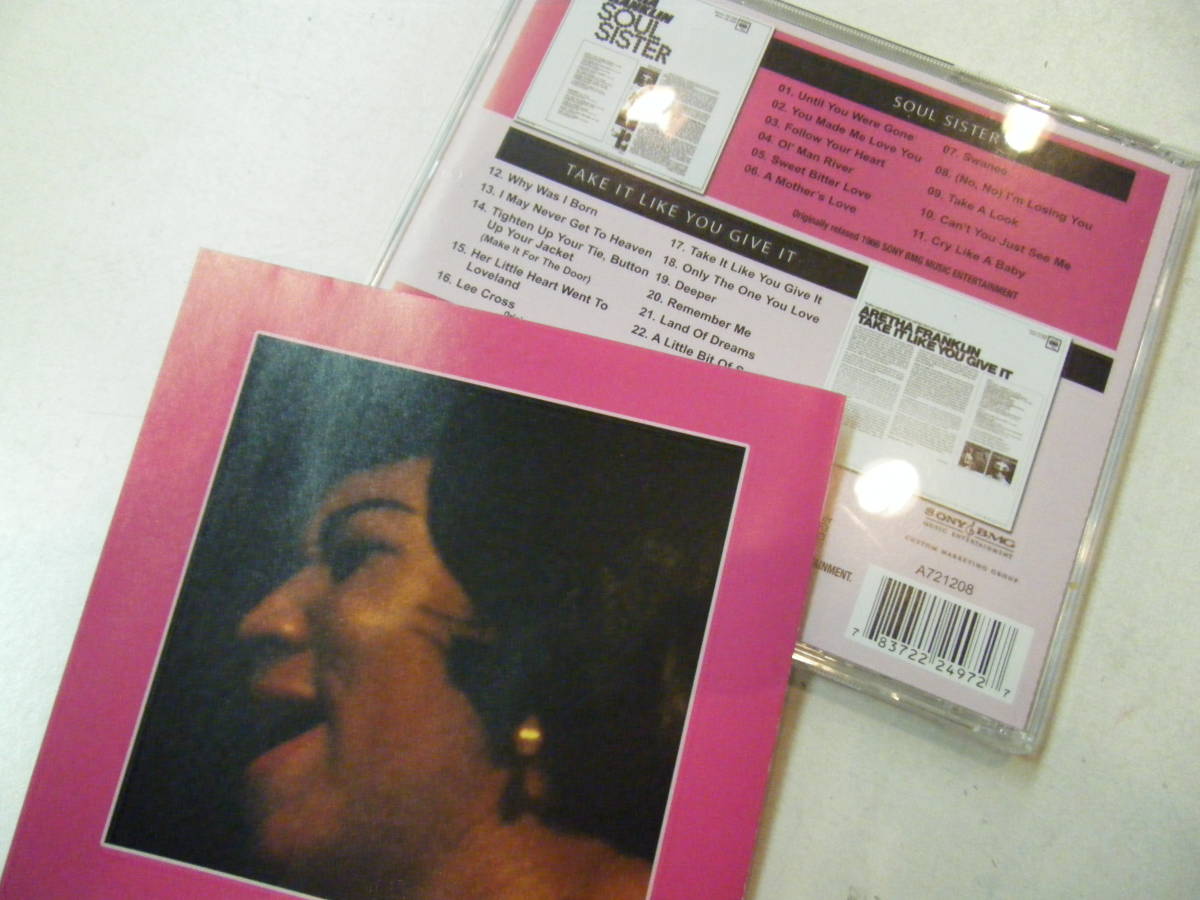 稀少　アレサ・フランクリン　aretha franklin soul sister take it like 輸入盤 ２in１_画像2