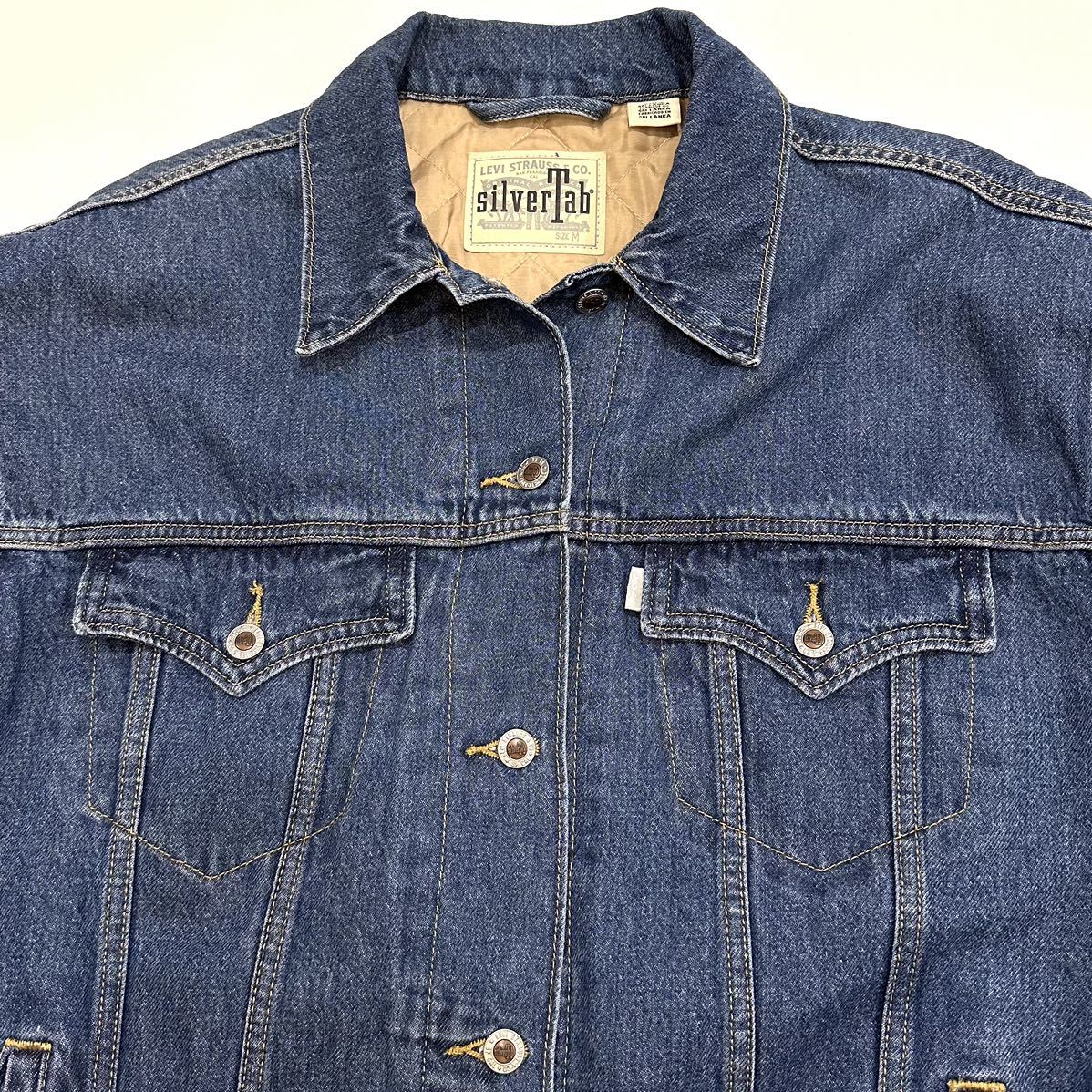 美品! levi's silverTab A3505-0001レディース ルーズフィット トラッカー ジャケット(M)ストーンウォッシュ インディゴ 中綿入り _画像7