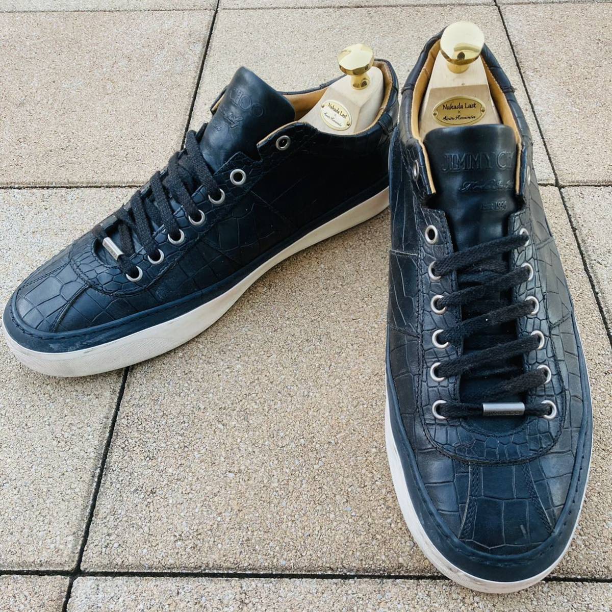 希少【JIMMY CHOO】レザースニーカー 即決 ジミーチュウ JIMMY CHOO 43 約27 5㎝ クロコ ワニ