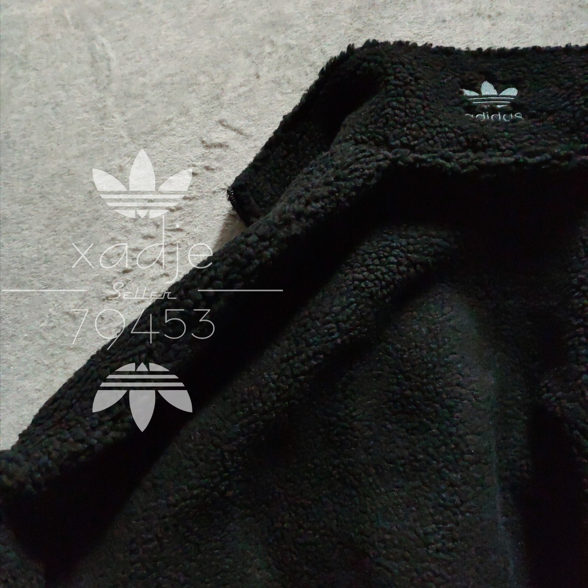 新品 正規品 adidas originals アディダス オリジナルス ビッグトレフォイル ボア ジャケット 黒 ブラック チャコール 厚手 2XO 3XL_画像6