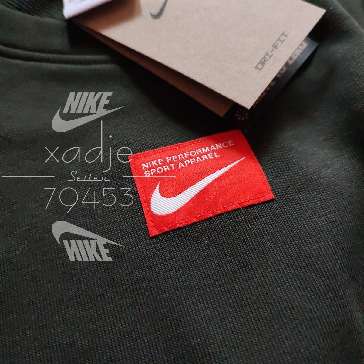 新品 正規品 NIKE ナイキ ドライフィット 上下セット トレーナー パンツ セットアップ カーキ オリーブ ビッグスウッシュ L_画像4