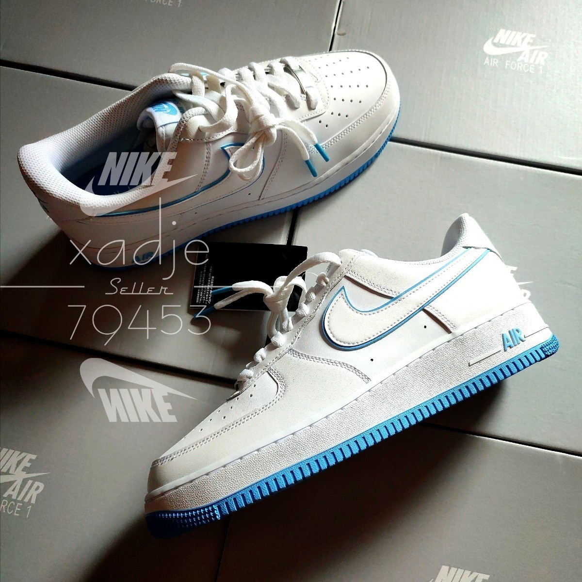 新品 正規品 NIKE ナイキ AIR FORCE1 LOW エアフォース1 ロー 07 白 ホワイト 水色 ブルー 30cm US12 デュブレ 箱付き_画像1