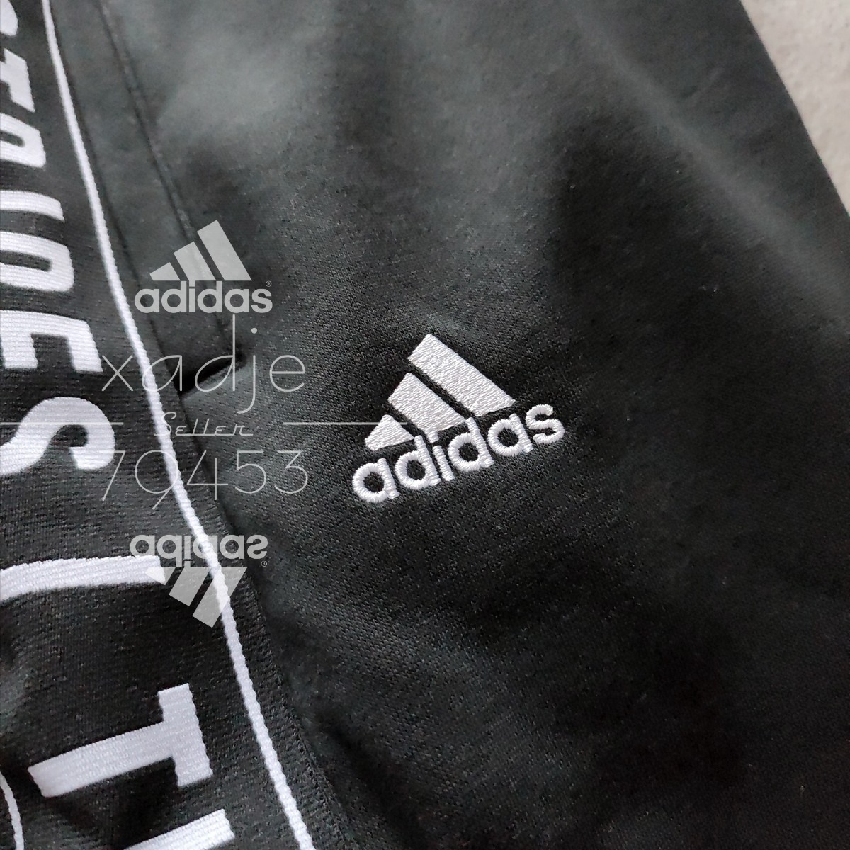 新品 正規品 adidas アディダス THREE STRIPES 上下セット セットアップ トレーナー スウェットパンツ 黒 ブラック 白 ホワイト 裏起毛 2XL_画像6