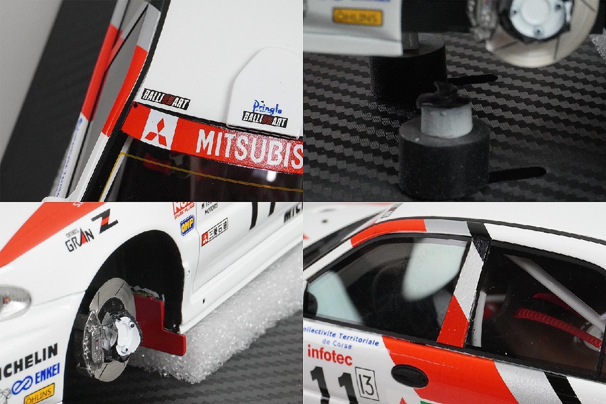 ONEMODEL 1/18 三菱 LANCER EVOLUTION ランサーエボリューションIII ラリーアート RALLY VER. #11 ※ジャンク タイヤ・ネジ固定部に破損_画像4