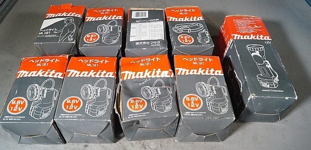 ◎ makita マキタ 充電式ヘッドライト 充電式 9.6V 12V ML121 8個 充電式懐中電灯 ML 120 1個 9個セット ※動作確認未チェック_画像1