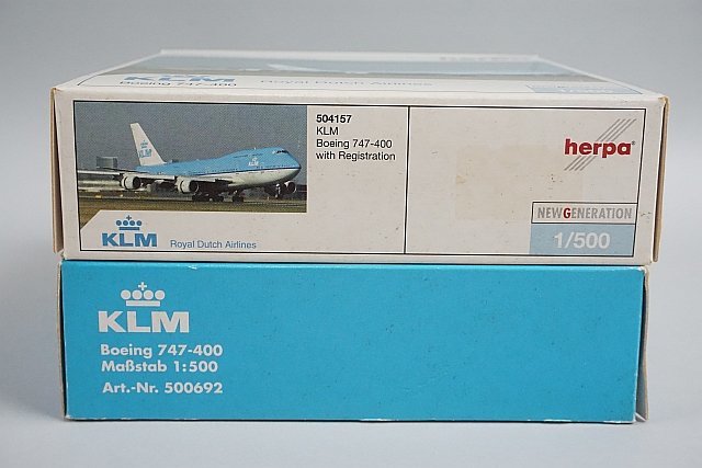★ herpa ヘルパ 1/500 B747-400 KLM オランダ航空 レジ番号付与なし / PH-BFI 2点セット_画像10